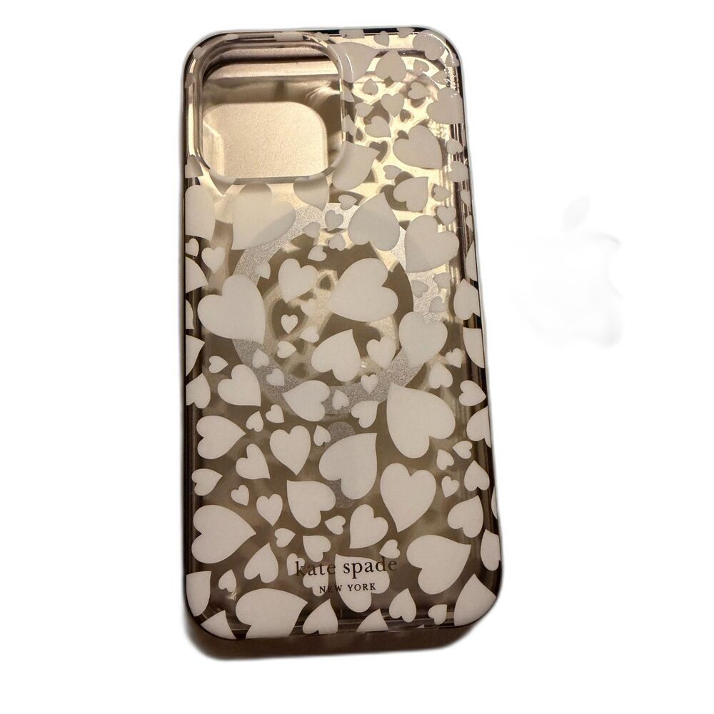 Kate Spade; iPhone 15 Pro Max Phone Case; White Hearts Clear Case